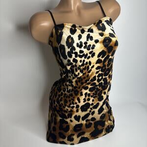 Forever 21 McBling Y2K Leopard Cheetah Velvet Mini Dress M Club Baddie Glam